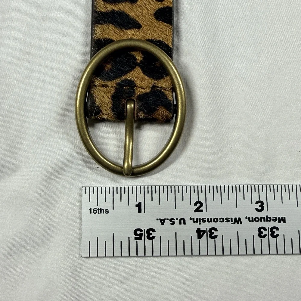 American Eagle Outfitters Leather Belt Medium Cheetah Print Haircalf Fur